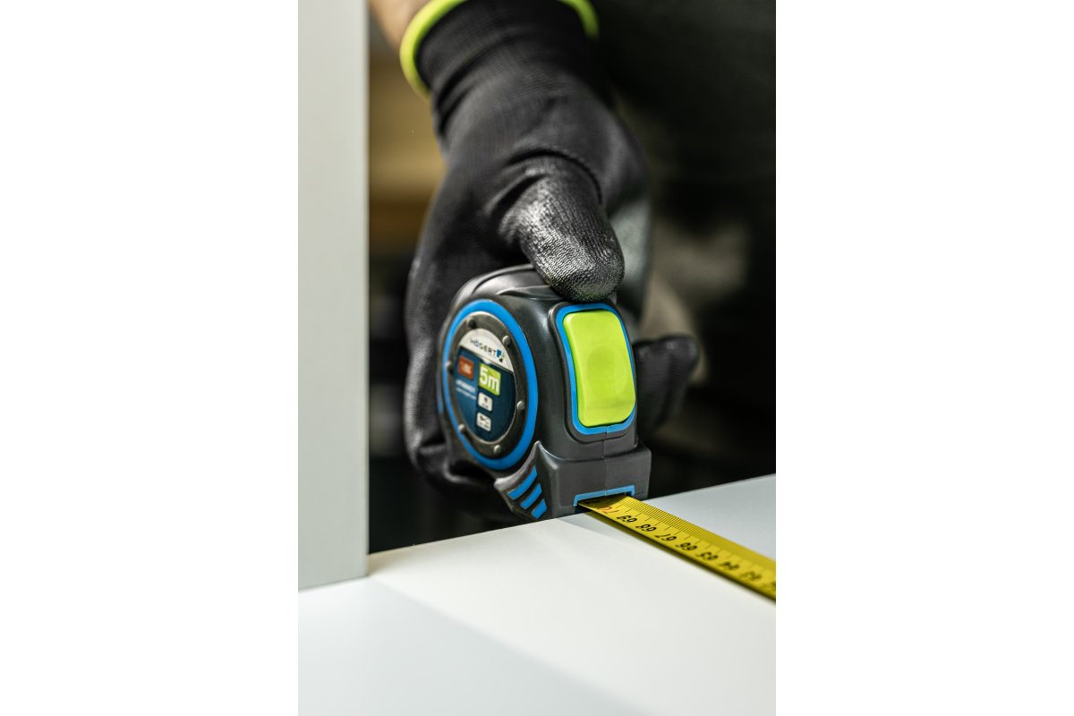 Рулетка 5 м х 19 мм, покрыта нейлоном, автостоп, с магнитом, MID