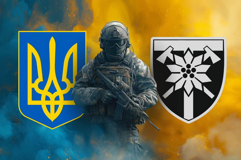 Солдат два герба Украина 128 растр фон дым желто-синий