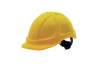 Каска захисна SIZAM (PE), жовта, з вентиляцією, з храповиком, з отворами для навушників / SAFE-GUARD 2230