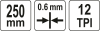 Ножівка з переставним руків'ям YATO : L= 410/250х 60 мм, 12 зубів/1", полот t= 0.6мм [6/48]