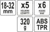Вішалка для присадибного інвентара YATO, 6 гаків і 5 комірок з діапаз.- 18х 32 мм [40]