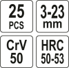 Набір екстракторів YATO 25 Од. Ø= 3-23 мм, для зломаних гвинтів [10]
