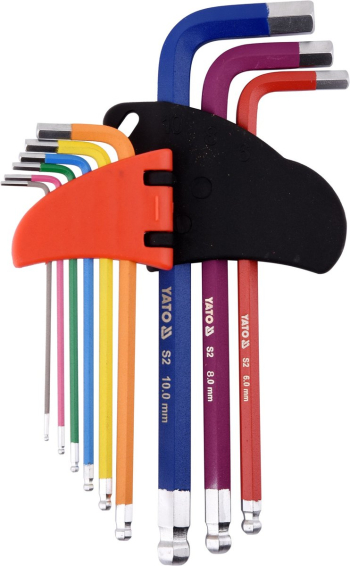 Ключі шестигранні з кулькою YATO : М1.5-10 мм, Г-подібні, HRC 58-62, S2 [10/50]