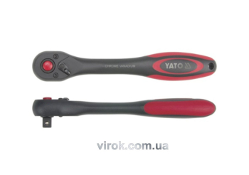 Тріщатка YATO : квадрат 1/2", 72T, L= 257 мм, вигнута ручка покрита пластиком [24]