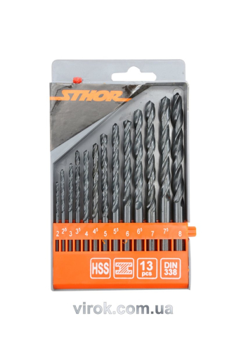 Набір свердл по металу STHOR HSS, Ø= 2,0 - 8,0 мм, 13шт. [25/50]