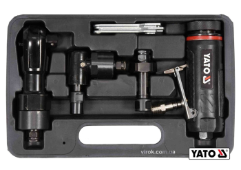 Тріщатка, шліфмашинки кутова і пряма пневматичні YATO: 1/2", тиск- 0.63 МПа, 113 л/хв 3 шт+кейс [10]