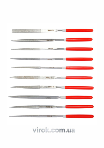 Надфіль алмазний YATO, l= 140/50 мм, b= 3 мм,-Набір-. 10 шт. [12/120]