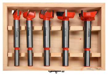 Набір свердл-фрез по дереву YATO : Ø= 15-35 мм, зі шпинделями Ø= 8, 10 мм, у футлярі, 5 шт. [20]