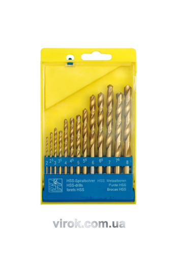 Набір свердл по металу STHOR HSS титан. Ø= 2,0 - 8,0 мм, 13 шт. [25/50]