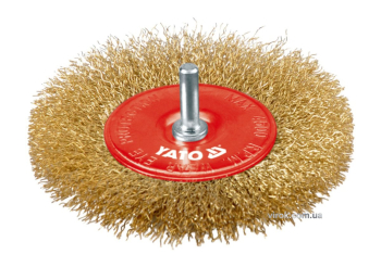 Щітка - крацовка YATO ПЛОСКА  Ø=100 мм зі шпинделем. латунь [12/96]