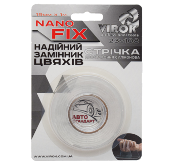 Стрічка 2-стороння силіконова VIROK Nano Fix: 19 мм х 1 м [30]