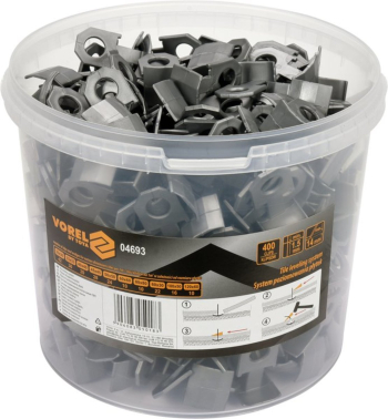 Кліпси для викладання керамічної плитки VOREL : 1.5 mm. h= 7-15 мм. 400 шт. [1]