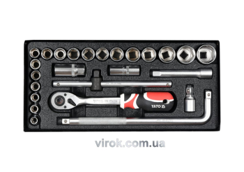 Набір головок торцевих YATO : квадрат 1/2", M10-32 з інструментами. 25 шт. [5]