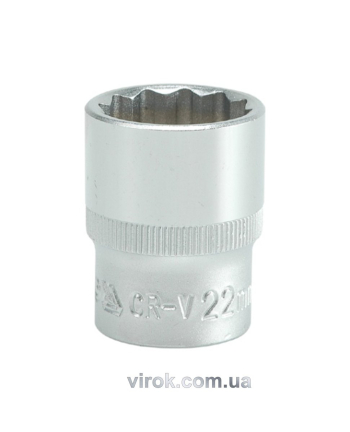 Головка торцева 12-гранна YATO : квадрат 1/2", М= 22 мм, L= 38 мм [12/120/240]