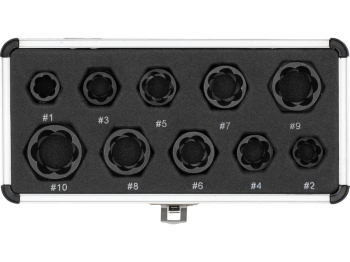 Торцеві головки до пошкоджених болтів і гайок YATO з квадратним приводом, М 9-19мм, компл. 10ел [50]