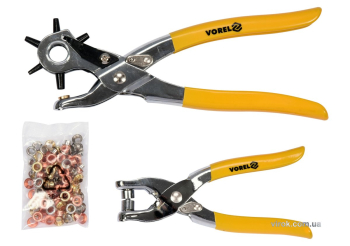 Дирокол, щипці для люверсів з люверсами Ø=5мм (100 шт) по шкіряних виробах VOREL; набір 3 елем. [5]