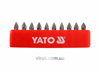 Набір насадок викруткових YATO : "Philips" PН1 x 25 мм. HEX 1/4" 10 шт. [25/200]