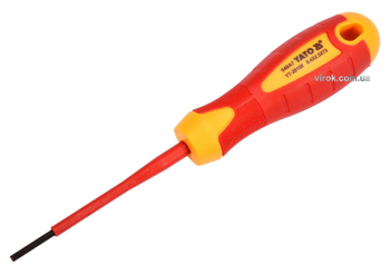 Викрутка плоска діелектрична ізольована YATO : шліц SL2.5 x 75 мм. VDE до 1000V [12/360]