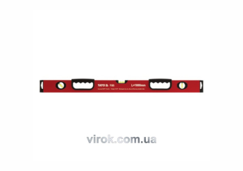 Рівень алюмінієвий YATO : L= 100 см. 3 капсули, 2 ручки [30]