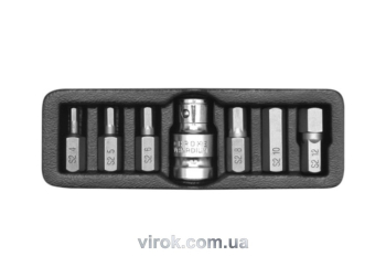 Набір насадок викруткових YATO : "HEX", L= 30 мм. адаптер 1/2". 7 шт. [24/72]