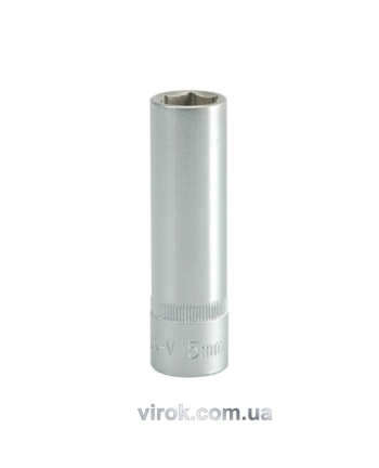 Головка торцева 6-гранна YATO : подовжена, квадрат 1/2", М= 15 мм, L= 76 мм [12/60/120]