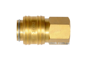 Швидкознімне латунне з'єднання пневматичне YATO, Ø= 1/4" і внутр. різьбове Ø= 1/4" [50/100]