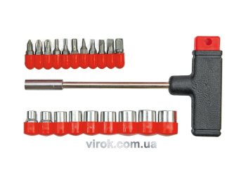 Викрутка Т-подібна VOREL : з насадками і головками. [Набір 20 Елем.] [10/80]