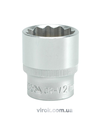 Головка торцева 12-гранна YATO : квадрат 1/2", М= 27 мм, L= 42 мм [12/60/120]