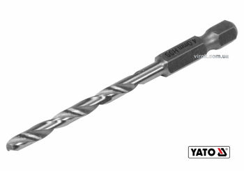Свердло по металу YATO: HSS6542, Ø=4мм, HEX-1/4", l=75/43мм,для нержав. конструкт.,легов.сталі(DW)