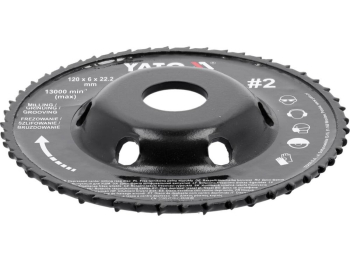 Диск-фреза випуклий до КШМ YATO по дереву, шпаклівці, гіпсу; Ø=120/22.2 мм, t= 16/6мм шорстк №2 [10]