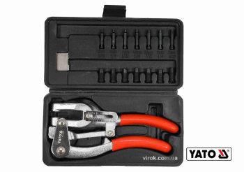 Кліщі для проколювання отворів YATO в листов. металі ≤ 1 мм, 14 насадок Ø= 2-7 мм, 16 шт + кейс [12]