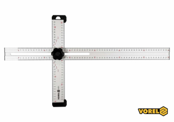 Кутник алюмінієвий регулювальний VOREL : 600 х 320 мм, з розмітками кутів 30-75° [6/12]