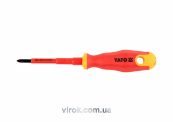 Викрутка хрестова діелектрична ізольована YATO : PH1 x 80 мм. VDE до 1000V [12/120]