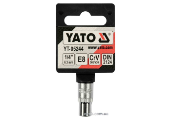 Головка торцева YATO : TORX E8, квадрат 1/2", CrV, DIN 2124 [Блістер] [6/360]