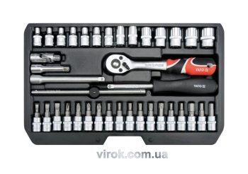Набір головок торцевих YATO : квадрат 1/4", М4-13 з інструментами. 38 шт. [10]