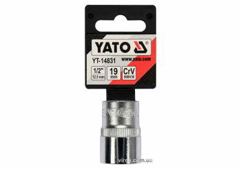 Головка торцева YATO : квадрат 1/2", SPLINE M19 мм, L= 38 мм. CrV [Блістер] [10/200]