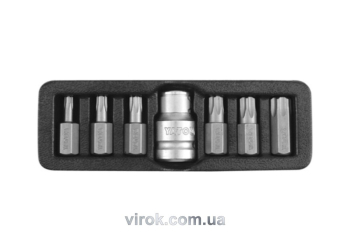 Набір насадок викруткових YATO : "TORX-T", L= 30 мм. адаптер 1/2". 7 шт. [24/72]