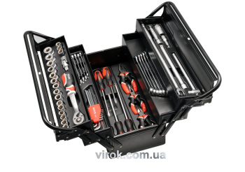 Ящик розкладний металевий YATO : 475х230х365 мм. з інструментами. 63 шт. [1]