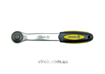 Тріщатка VOREL до головок торцевих, вигнута, квадрат 1/2", L= 260 мм, 72T, CrV [6/36]