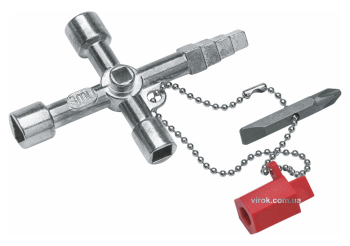 Ключ універсальний до розподільних шаф/щитів NWS "Building" з насадкою 14" PH2/ 1x 7 мм, ланцюгом