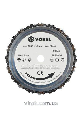 Диск ланцюговий по дереву для шліфмашини VOREL Ø= 230 мм(DW)