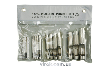 Пробійник для шкіри VOREL Набір 2-22мм 15шт. [5/20]