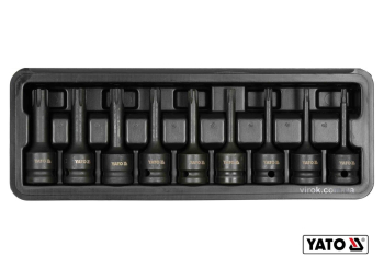 Набір насадок викруткових ударних YATO : RIBE M5-M14.  квадрат 1/2" CrMo, 9 Од + кейс [10]