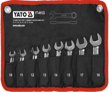 Ключі комбіновані короткі YATO з "тріскачкою"  Cr-V,  М10, 11, 12, 13, 14, 15, 17, 19 мм, 8 шт. [20]