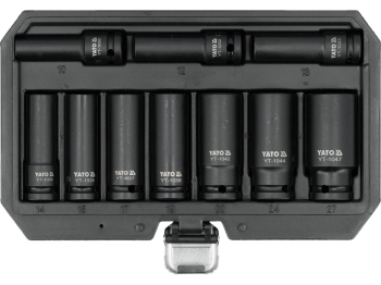 Набір головок торцевих ударних 6-гран. YATO подовжені, квадрат 1/2", М= 10- 27 мм, 10 шт. [5]