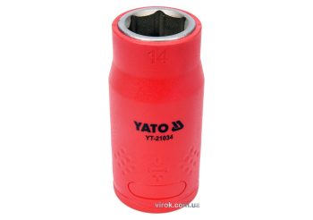 Головка торц. діелектр. 6-гранна YATO : квадрат 1/2", М= 14 мм, L= 55/38 мм,VDE корпус до 1000V (DW)