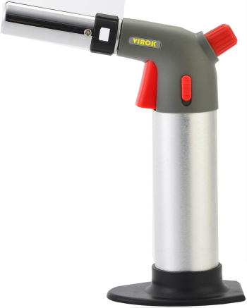 Горелка газовая VIROK с баллоном, пьезо запал, керамическое сопло, блокировочная кнопка