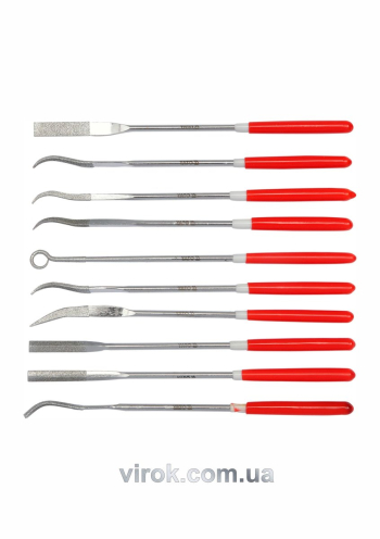 Надфілі алмазні YATO фігурні, l= 140/25 мм, b= 3 мм, Набір. 10 шт. [12/120]