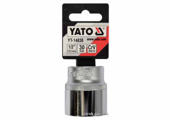Головка торцева YATO : квадрат 1/2", SPLINE M30 мм, L= 42 мм. CrV [Блістер] [5/60]