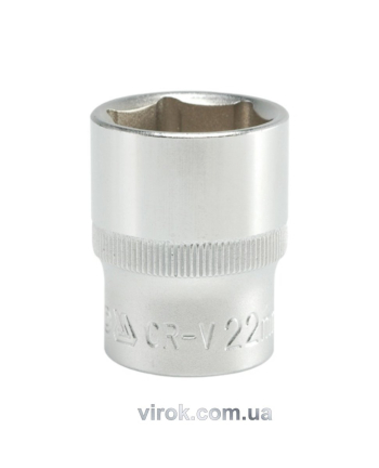 Головка торцева 6-гранна YATO : квадрат 1/2", М= 22 мм, L= 38 мм [12/120/240]